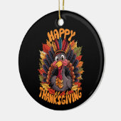 Glückwunsch Thanksgiving Türkei Familie Fall Keramik Ornament (Links)