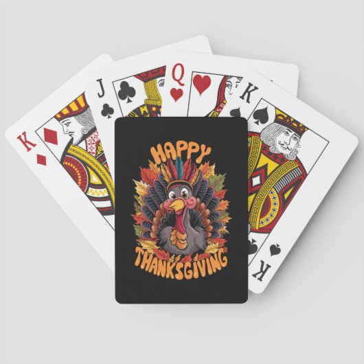 Glückwunsch Thanksgiving Türkei Familie Fall Spielkarten (Rückseite)
