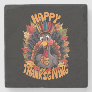 Glückwunsch Thanksgiving Türkei Familie Fall Steinuntersetzer