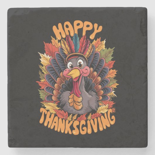 Glückwunsch Thanksgiving Türkei Familie Fall Steinuntersetzer (Vorderseite)