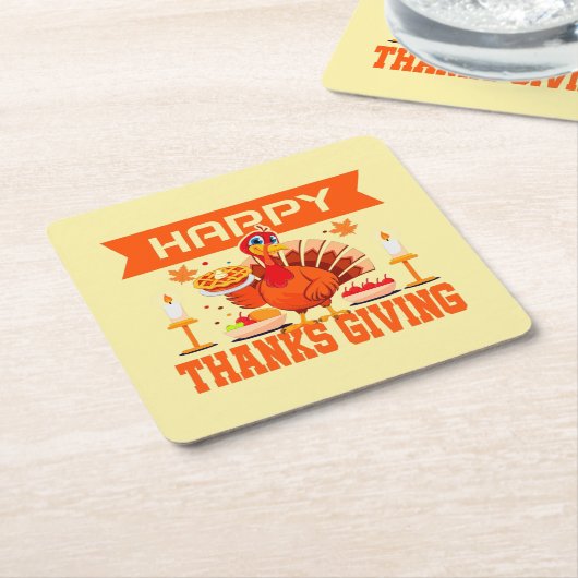 Glückwunsch Thanksgiving Türkei mit Kuchen Rechteckiger Pappuntersetzer (angewinkelt)
