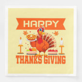 Glückwunsch Thanksgiving Türkei mit Kuchen Serviette (Vorderseite)