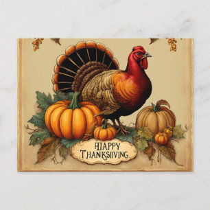 Glückwunsch Thanksgiving Vintage Türkei, Pumpkins Feiertagspostkarte