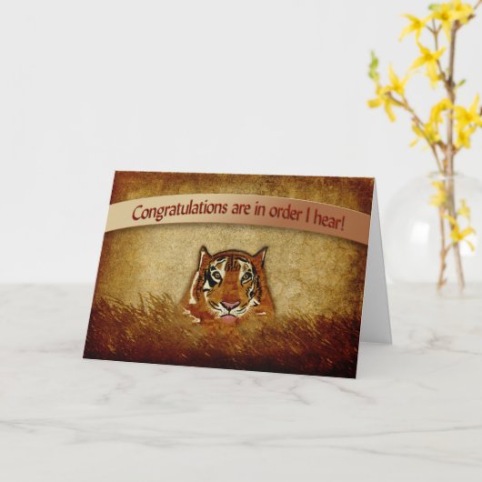 Glückwunsch - Tiger in Bush Karte (Gelbe Blume)