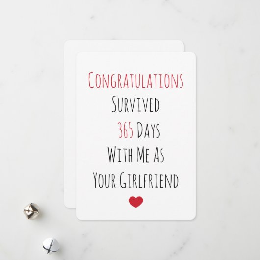 Glückwunsch überlebt 365 Tage Feiertagskarte (Vorderseite/Rückseite Beispiel)