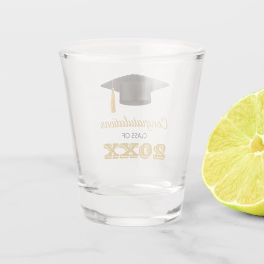 Glückwunsch Uni-Abschluss Schnapsglas (Rückseite)