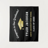 Glückwunsch unserer Graduate Black and Gold Custom Wandteppich (Vorderseite)