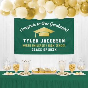 Glückwunsch unserer Graduate Green und Gold Custom Banner