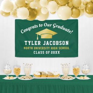 Glückwunsch unserer Graduate Green und Gold Custom Banner