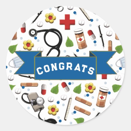 Glückwunsch von Abschlüssen in der Krankenpflege Runder Aufkleber (Vorderseite)