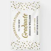 Glückwunsch von White und Gold Stars Grad Abschlus Banner (Vertikal)