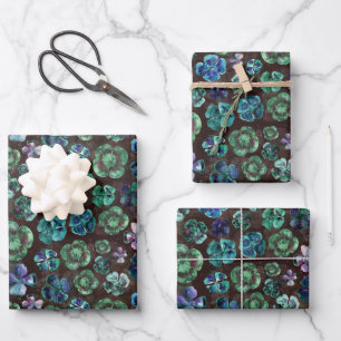 Glückwunsch-Wasserfarbe Grüne Kleeblätter Geschenkpapier Set