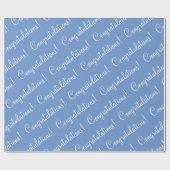 Glückwunsch White Script Blue Abschluss Geschenkpapier (Flach)