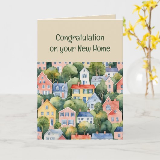 Glückwunsch zu dieser Zuhause auf der neuen Zuhaus Karte (Gelbe Blume)