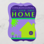 Glückwunsch zu Ihrer ersten Zuhause (lila Formen) Einladung (Vorne/Hinten)