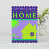 Glückwunsch zu Ihrer neuen Zuhause (lila Formen) Einladung (Stehend Vorderseite)