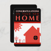 Glückwunsch zu Ihrer neuen Zuhause (rote Formen) Einladung (Vorne/Hinten)