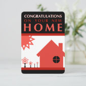 Glückwunsch zu Ihrer neuen Zuhause (rote Formen) Einladung (Stehend Vorderseite)