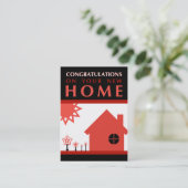 Glückwunsch zu Ihrer neuen Zuhause (rote Formen) Empfehlungskarte (Stehend Vorderseite)