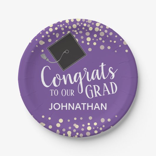 Glückwunsch zu "Unser Grad" mit Individuelle Name Pappteller (Vorderseite)