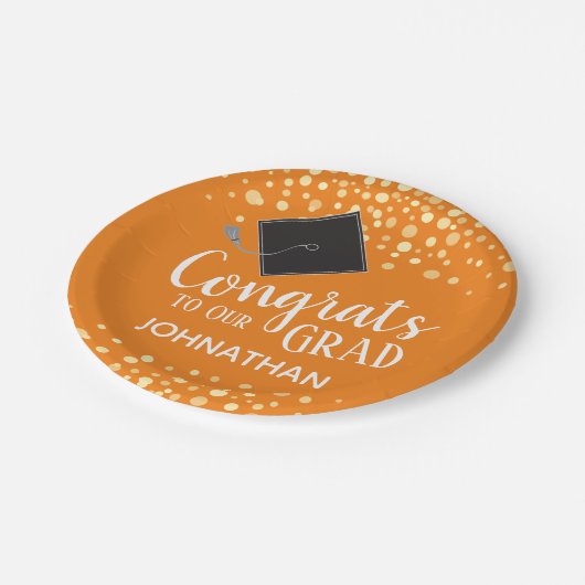 Glückwunsch zu "Unser Grad" mit Individuelle Name Pappteller (Schrägansicht)