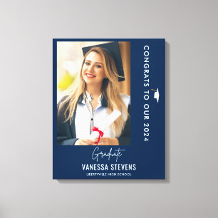Glückwunsch zu unserem 202X Graduate Navy Foto Leinwanddruck