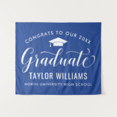 Glückwunsch zu unserem Abitur Blue Abschluss Wandteppich (Vorderseite (Horizontal))