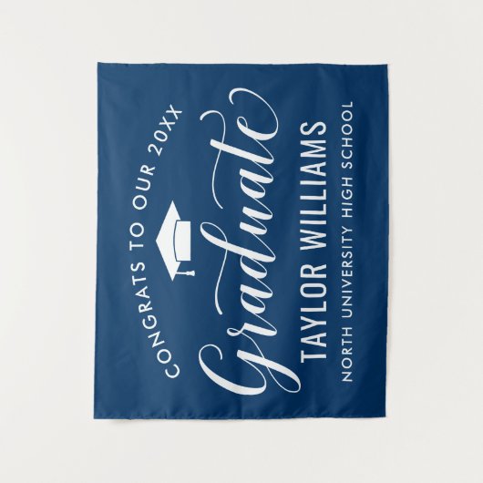 Glückwunsch zu unserem Abschluss der Graduate Navy Wandteppich (Vorderseite)