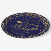 Glückwunsch zu unserem Grad Gold Blue Abschluss Pappteller (Schrägansicht)