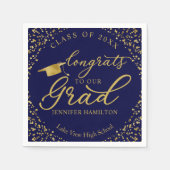 Glückwunsch zu unserem Grad Gold Blue Abschluss Serviette (Vorderseite)