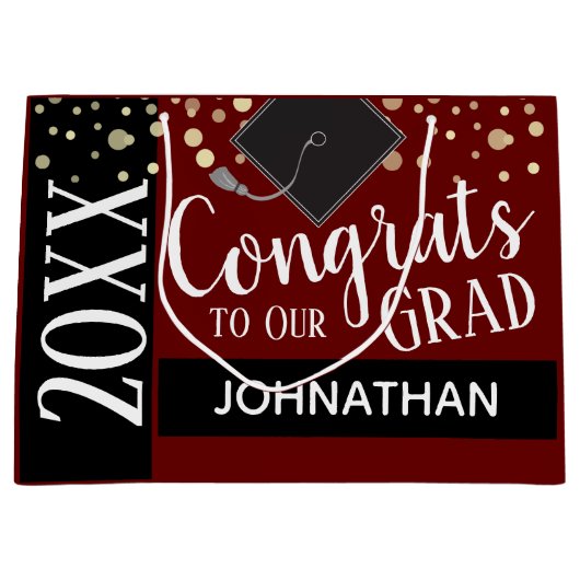 Glückwunsch zu unserem Grad Individuelle Name jede Große Geschenktüte (Vorderseite)