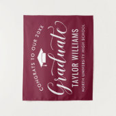 Glückwunsch zu unserem Graduate Burgundy Abschluss Wandteppich (Vorderseite)