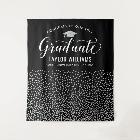 Glückwunsch zu unserem Graduate Silver Confetti Pa Wandteppich (Vorderseite)