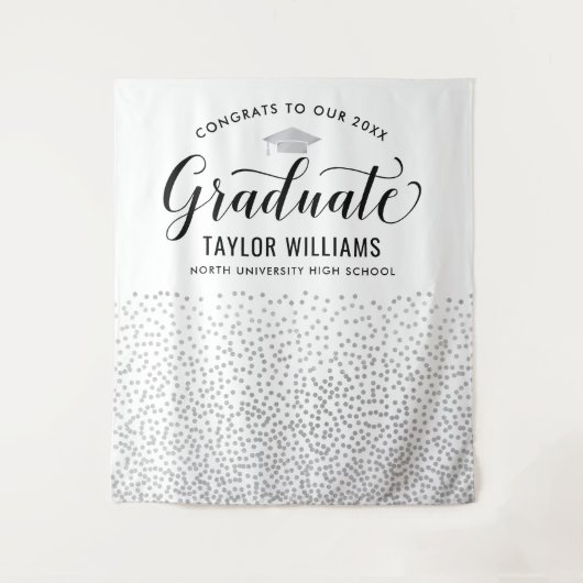 Glückwunsch zu unserem Graduate Silver Confetti Pa Wandteppich (Vorderseite)