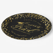 Glückwunsch zu unserem Grand Gold Black Abschluss Pappteller (Schrägansicht)