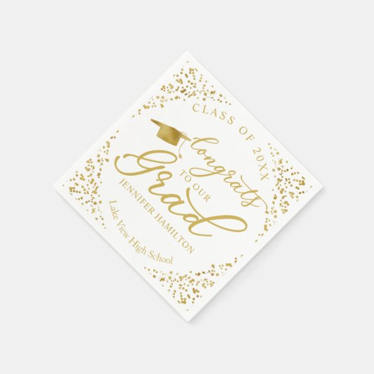 Glückwunsch zu unserem Grand Gold White Abschluss Serviette (Ecke)