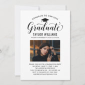 Glückwunsch zu unserem Schwarzen Script-Foto Einladung (Vorderseite)