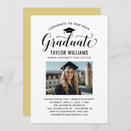 Glückwunsch zu unserem Schwarzen Script-Foto Einladung