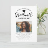 Glückwunsch zu unserem Schwarzen Script-Foto Einladung (Stehend Vorderseite)