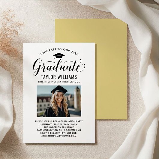 Glückwunsch zu unserem Schwarzen Script-Foto Einladung