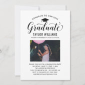 Glückwunsch zu unserem Schwarzen Script-Foto Einladung (Vorderseite)