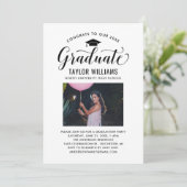 Glückwunsch zu unserem Schwarzen Script-Foto Einladung (Stehend Vorderseite)