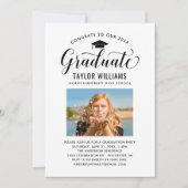 Glückwunsch zu unserem Schwarzen Script-Foto Einladung (Vorderseite)