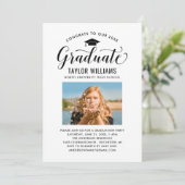 Glückwunsch zu unserem Schwarzen Script-Foto Einladung (Stehend Vorderseite)