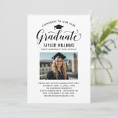 Glückwunsch zu unserem Schwarzen Script-Foto Einladung (Stehend Vorderseite)