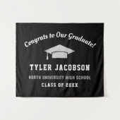 Glückwunsch zu unseren Absolventen Schwarz und Sil Wandteppich (Vorderseite (Horizontal))