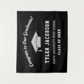 Glückwunsch zu unseren Absolventen Schwarz und Sil Wandteppich (Vorderseite)