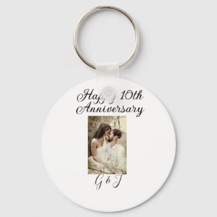 Glückwunsch zum 10. Hochzeitstag Foto Paar Name Bu Schlüsselanhänger