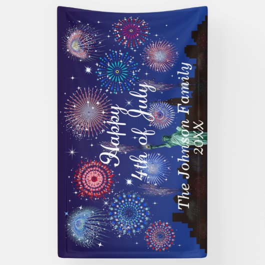 Glückwunsch zum 4. Juli in New York Banner (Vertikal)