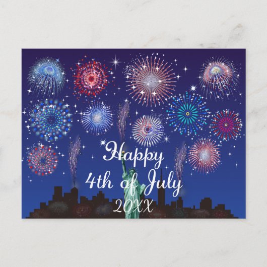 Glückwunsch zum 4. Juli in New York Postkarte (Vorderseite)